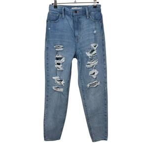 Levi's Mom Jeans Womens 26 Blue High-Waisted Tapered Light Wash Distressed